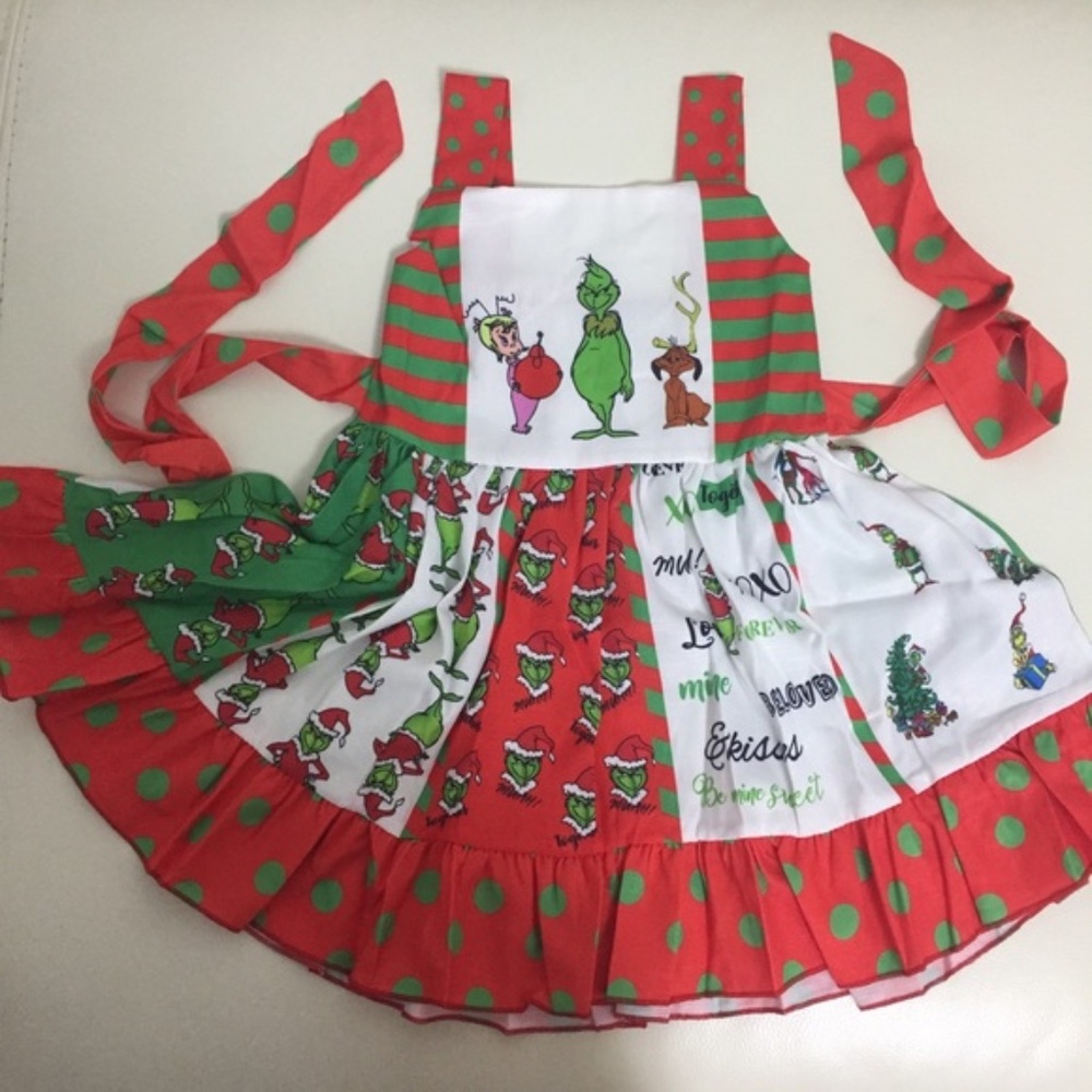 Christmas Grinch Cute Twirl Dress - Picture 2 of 7